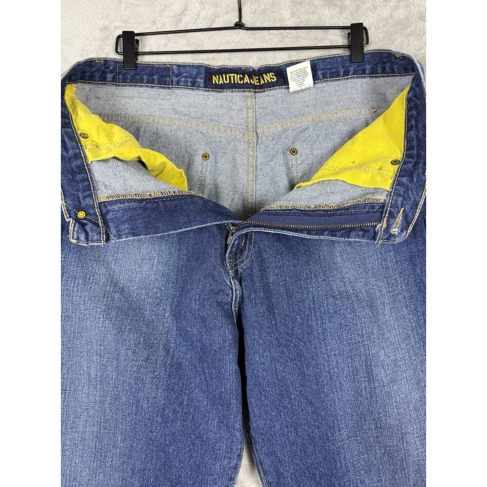 Nautica Jeans Co Mens 36x34 Blue Dark Wash Cotton Relaxed Baggy Denim - Picture 12 of 16